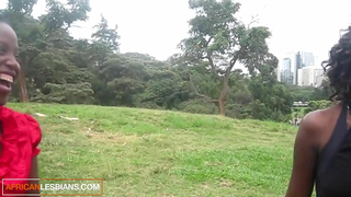 AfricanLesbians - Skinny Ebony Lesbian Dips Tongue Deep in Big Black Mama