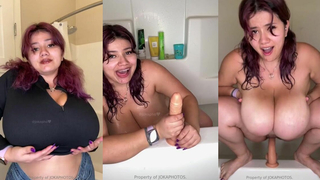 Jokaphotos Flaunts Huge Tits Before Riding Dildo