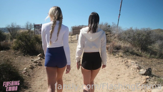 FlashingEmma And SavvySuxx Join For A Naked Hike