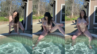 Alyxstar Masturbates In Garden Pool
