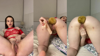 Bemelody Pumps Her Hairy Cunt With Butt Plug In