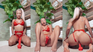 Therealbrittfit Shows Her Toes Then Sits On A Red Dildo